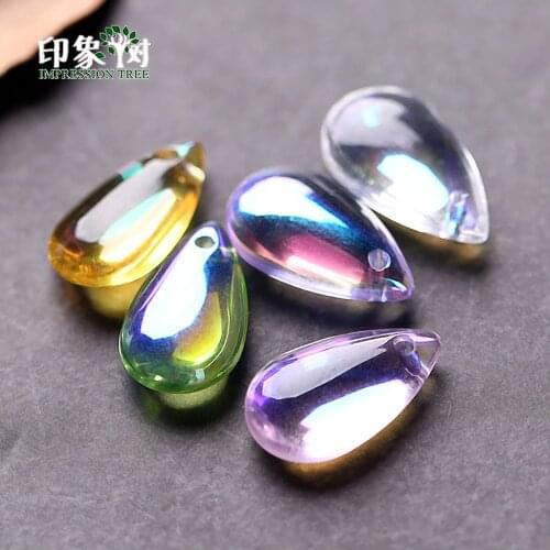 10Pcs 14x8mm Cabochon Tear Drop Lampwork Mermaid Beads Pendant Water Drop Glass Bead Handmade For DIY Jewelry Making Accessories