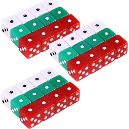 20Pcs/set Acrylic Color Square Corner Dice Board Game Mahjong Accessories Red Green White 1.6CM