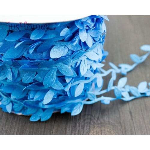 200yard/lot Blue Artificial leaf Leaves Ribbon Vines Rattan for home decor projects, spring wedding bouquets handmade cards