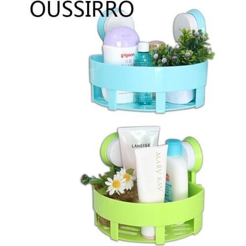 2020 Real New Plastic Wall-mounted Corner Storage Rack Strong Suction Cup Vacuum Organizer Shelf Kitchen Accessories Bathroom