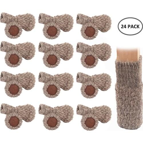 24PCS Knitted Chair Leg Socks Furniture Table Feet Leg Floor Protectors Covers Floor Protection Pads Moving Noise Reduction