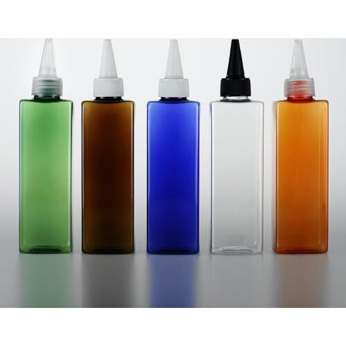250ML X 30 Empty E liquid Plastic Container With Pointed Mouth Cap Lotion PET Square Bottles With Screw Cap Cosmetic Packaging