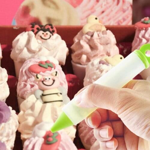 5Pcs/Set Silicone Food Writing Pen Chocolate Decorating Tools Cake Mold Cream Cup Cookie Icing Piping Pastry Nozzles Kitchen Too