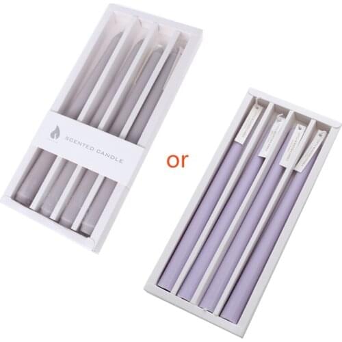 53CA 4pcs Elegent Taper Candles 9.8inch Tall 4.5 Hour Long Burning Burning Smokeless Dinner Long Scented Candles Table Party