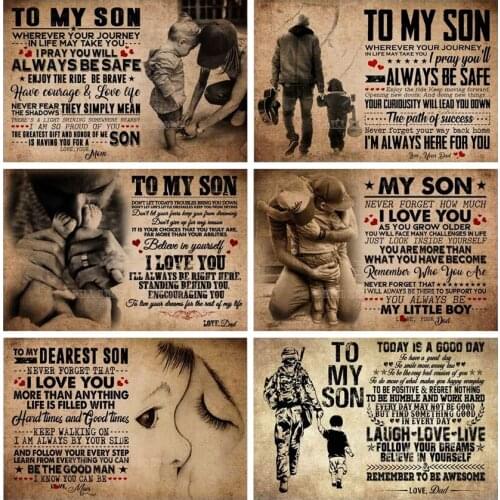 5D Diy Diamond Painting Full Drill Awesome Family Gift "To My Son" Love Anniversary Embroidery Cross Stitch Mosaic