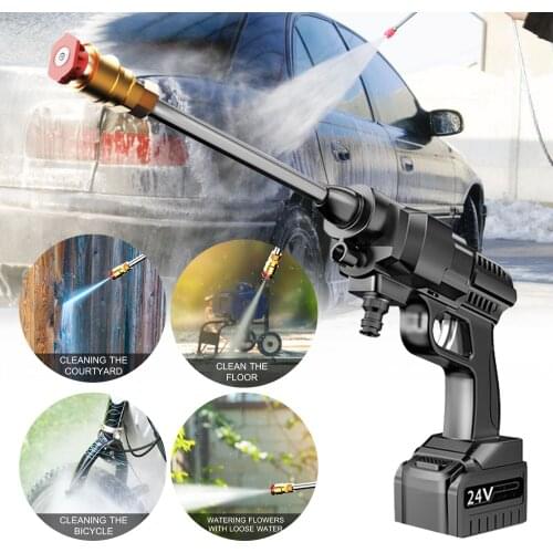 24V Cordless Portable Washer Electric High Pressure Cleaner Machine 200W 30Bar Lithium Battery Handheld Car Cleaning Device
