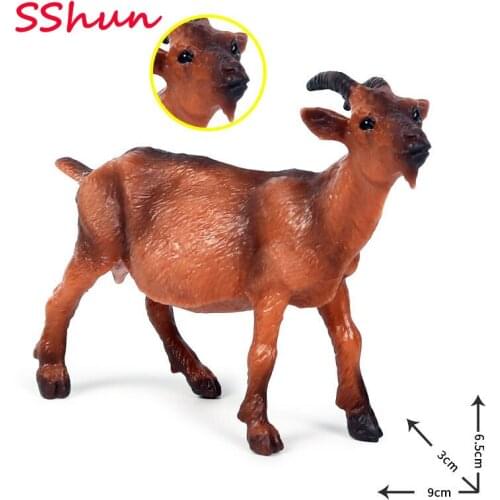 9*3*6.5CM Childrens Simulation Wild Animal Model Brown Goat Ranch Sheep Poultry Solid Static Toy Decoration