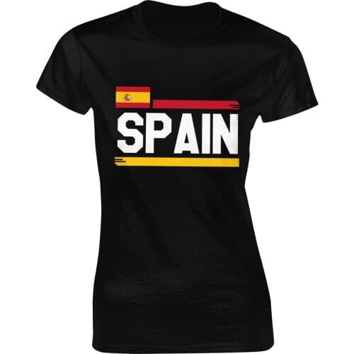 Womens Custom Name Number Print In Back Spain Football T Shirt Soccer Fan Mom Distressed Shirt 100% Cotton O-Neck
