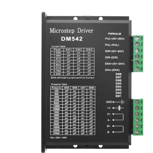 DM542 Stepper Motor Controller 2-phase Digital Stepper Motor Driver 18-48 VDC Max. 4.2A for 57 86 Series Motor