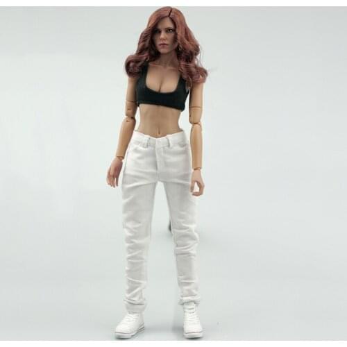 1/6 Scale female soldier FA001 white jeans motion Clothing Womens casual wear vest slim Clothing For 12" doll Body Accessory