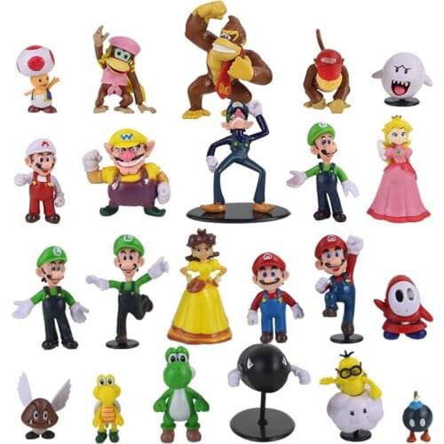 22 PCS Action Figure Super Mari Plastic Doll Models Anime Toy Home Decoration Ornaments Gift