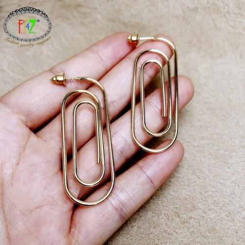F.J4Z 2021 Trend Metal Earrings for Women Designer Gold Color Geometric Earring Lady Minimalist Jewelry Aros Mujer Oreja
