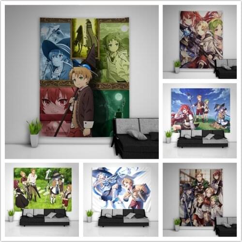 Mushoku Tensei Roxy Migurdia Eris Sylphiette Rudeus Tapestry Art Wall Hanging Sofa Table Bed Cover Home Decor Dorm Gift