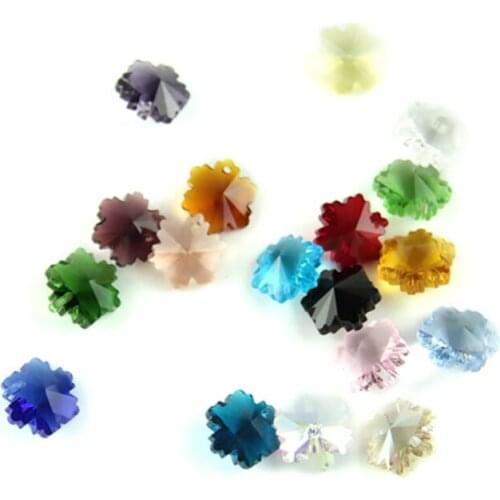 14mm Crystal Snowflake Beads In 1 Hole/2 Holes Glass Chandelier Parts Strand Garland DIY Accessories