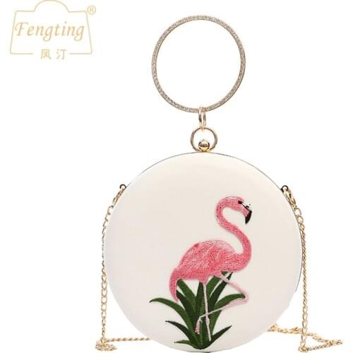 INS fashion Clutch Purse for Women white Round Evening Bag Crystal Diamond party Handbag Exquisite Chain Shoulder Bags FTB237
