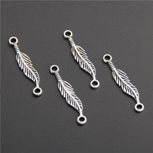 100pcs Silver Color Feather Connectors Charm Pendant Jewelry Making Findings Accessories DIY Handmade A2751