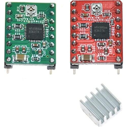 A4988 DRV8825 Stepper Motor Driver Controller With Heat Sink For SKR V1.3 1.4 GTR V1.0 Etc Green/Red 1 Set