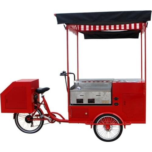 Red Color Electric Cargo Bike Street Vending Bicycle Adult Tricycle Beverage Drink Coffee Van Food Cart for Sale Customizable