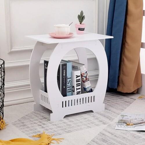 Small table coffee table living room sofa side table balcony square table with magazine storage rack