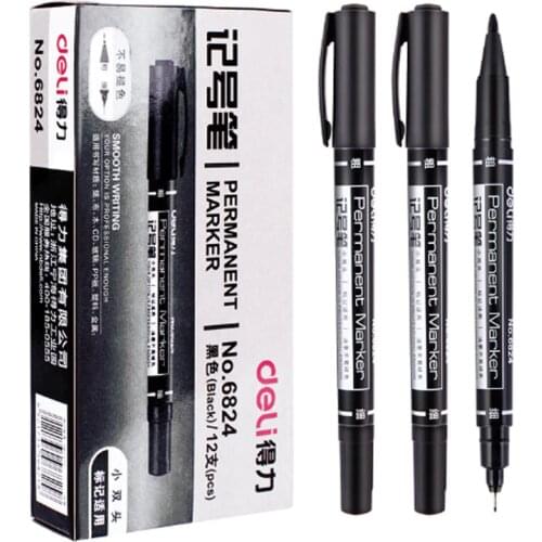 9pcs/Set Twin Tip Permanent Markers, Black, Red,Blue Ink, 0.5mm-1mm pens for School Office Supplies Student Stationery