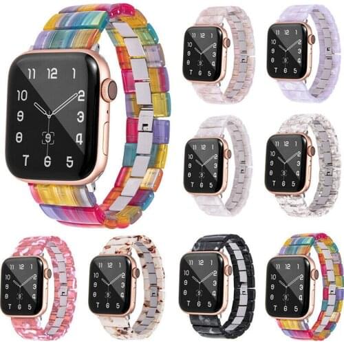 Fashion Tortoise Shell Resin Wrist Loop Band Smart Strap For Apple Watch Series 6 5 4 3 2 1 SE iwatch 38mm/40mm/42mm/44mm