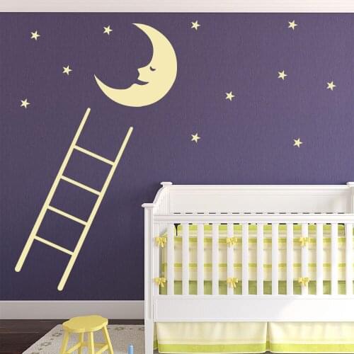 Moon Set Stars Wall Stickers Artistic Design Wall Decal Kids Nursery Home Decor Perfect Quality Wallpaper Waterproof Mural SA314