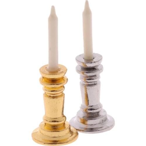 1/12 Doll house Miniature Furniture Metal Candle Holder Candlesticks Model Toys