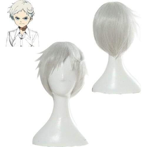 The Promised Neverland Norman Cosplay Wig Anime Yakusoku no Neverland Silvery White Cosplay Wig 22194 Norman Cosplay