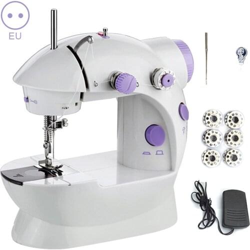 Portable Sewing Machine Adjustable 2-Speed Crafting Sewing Machine With Foot Pedal Bobbins For Beginners Household EU Plug