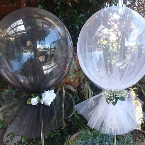 20/24inch Transparent Bobo Bubble Balloons With 2m Mesh Tulle Yarn Mesh Fabric Wedding Birthday Party Decoration Diy Accessories