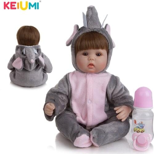 KEIUMI Cute 42 cm Reborn Baby Doll Elephant 17 Inch Newborn Dolls Fashion Girls Toys For Cute Children Playmates Birthday Gifts