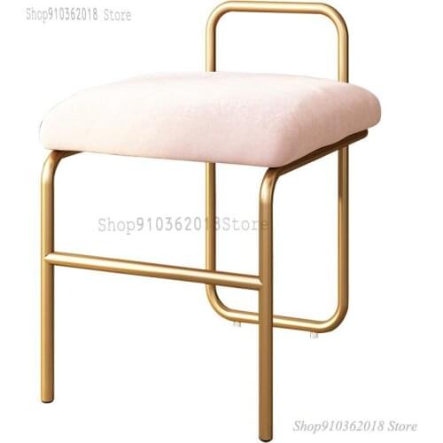 Nordic Ins Iron Art Makeup Stool Bedroom Modern Minimalist Net Red Dressing Stool Makeup Chair Home Backrest Small Stool