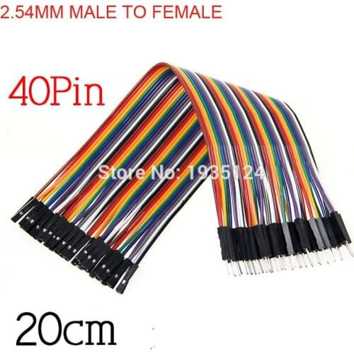 2.54mm Dupond male to female Jumper Wire 20CM 40P Color Ribbon Breadboard Arduo Cable Assembly 1PCS