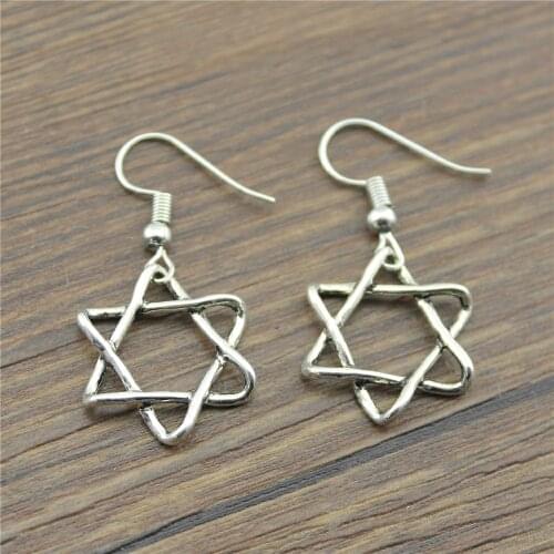 Dangle Earring 20x18mm Star Of David Charm Drop Earring For Women Dropshipping 2019 Vintage