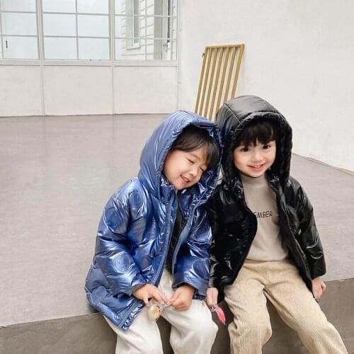 3-9Y winter childrens down jacket girls short anti-fouling hooded down jacket padded jacket boys clothes