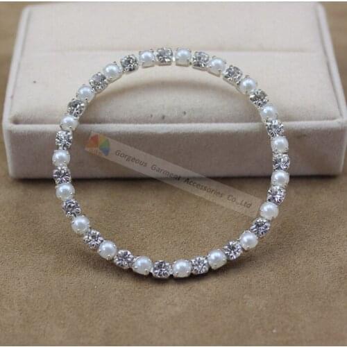 10pcs 40 50 57mm Czech Rhinestone Buckle Gold Silver DIY Browband Swimwear SS16 4mm Clear Pearl Alternated Round Crystal Ring
