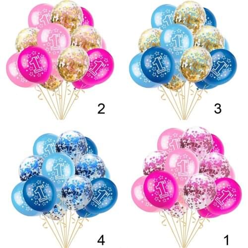 15 Pieces Latex Balloons Confetti Balloons with Ribbon 1st Birthday Party Baby Shower Decoration Supplies