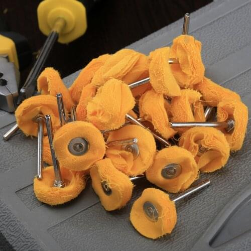 20Pcs 25x3mm Cloth Polishing Buffing Pad Round Yellow Wheel Brush Sanding Abrasive Rotary Tools for Grinder Metal Deburring