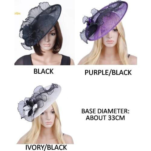 2020 Elegant BIG sinamay hat Saucer fascinator w/ruffle crin for race,wedding,Kentucky Derby,melbourne cup