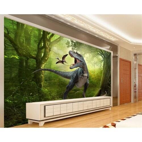 Beibehang 3D Wallpaper Jurassic Park Dinosaurs Out TV Background Wall Living Room Bedroom Background Mural photo papel de parede