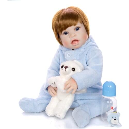 57cm Silicone reborn baby boy doll reborn for children gift alive bebe bonecas reborn de silicone real kids toy