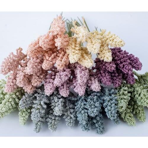 6Pcs/Pack Artificial Vanilla Mini Foam Berry Spike Artificial Flowers Bouquet for Home Plant Wall Decoration 2020 Fashion