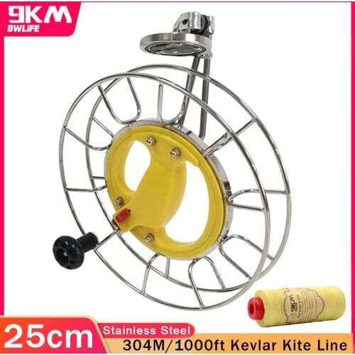 9KM Stainless Steel 25cm Kite Reel Locable Outdoor Sports Flying Tool Accessories with 1000ft / 304m Kevlar Kite String