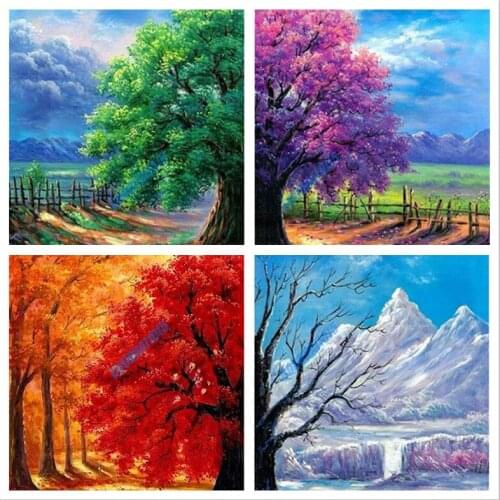 DIY 5D Diamond Painting Full Drill Diamond Embroidery Mosaic Cross Stitch Kits Home Wall Decor Four Season Tree Gift