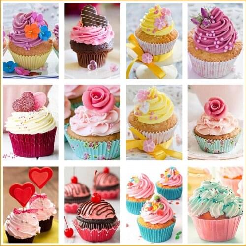 5D DIY Full Square Round Drill Diamond Painting Cake Dessert Diamond Embroidery Mosaic Art Handmade Decor for Store Home Room