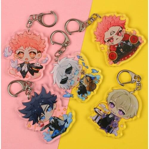 Anime Jujutsu Kaisen Keychian Kimono Cartoon Figure Gojo Satoru Yuji Itadori Nobara Kugisaki Acrylic Pendent Key Ring