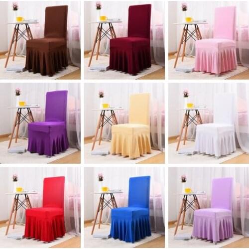 Lycra chair cover with skirt all around the chair bottom spandex chair cover for wedding banquet decoration