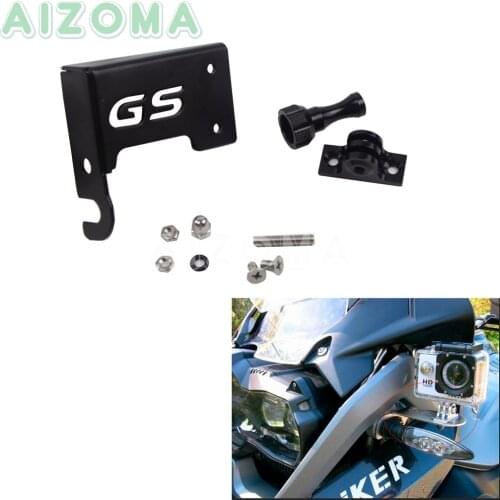 Black Motorcycle Front Left Go Pro Camera Stand CNC Bracket Kit for BMW F650GS F700GS F800GS R1200GS LC ADV 2013-2016