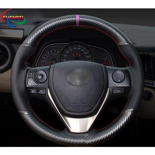 DIY Anti-Slip PU Carbon Fiber Leather Car Steering Wheel Cover For Toyota RAV4 2013-2017 Corolla 2014-2017 Auris 2013-2016