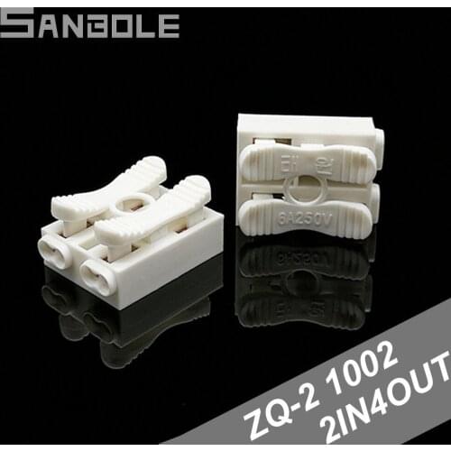 ZQ-2 Two In Four Out Fast Connection Terminal 1002 LED Wiring Terminal 6A Connecting Terminal Blocks 2 positions (50PCS)
